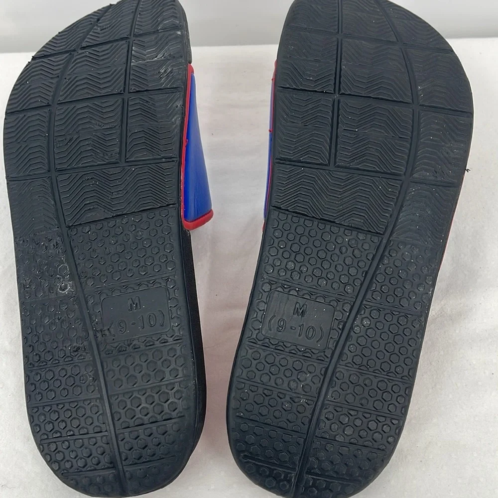 KU MENS SIZE 9-10 Red and Blue Slide Sandals